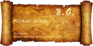 Mirkai Orion névjegykártya